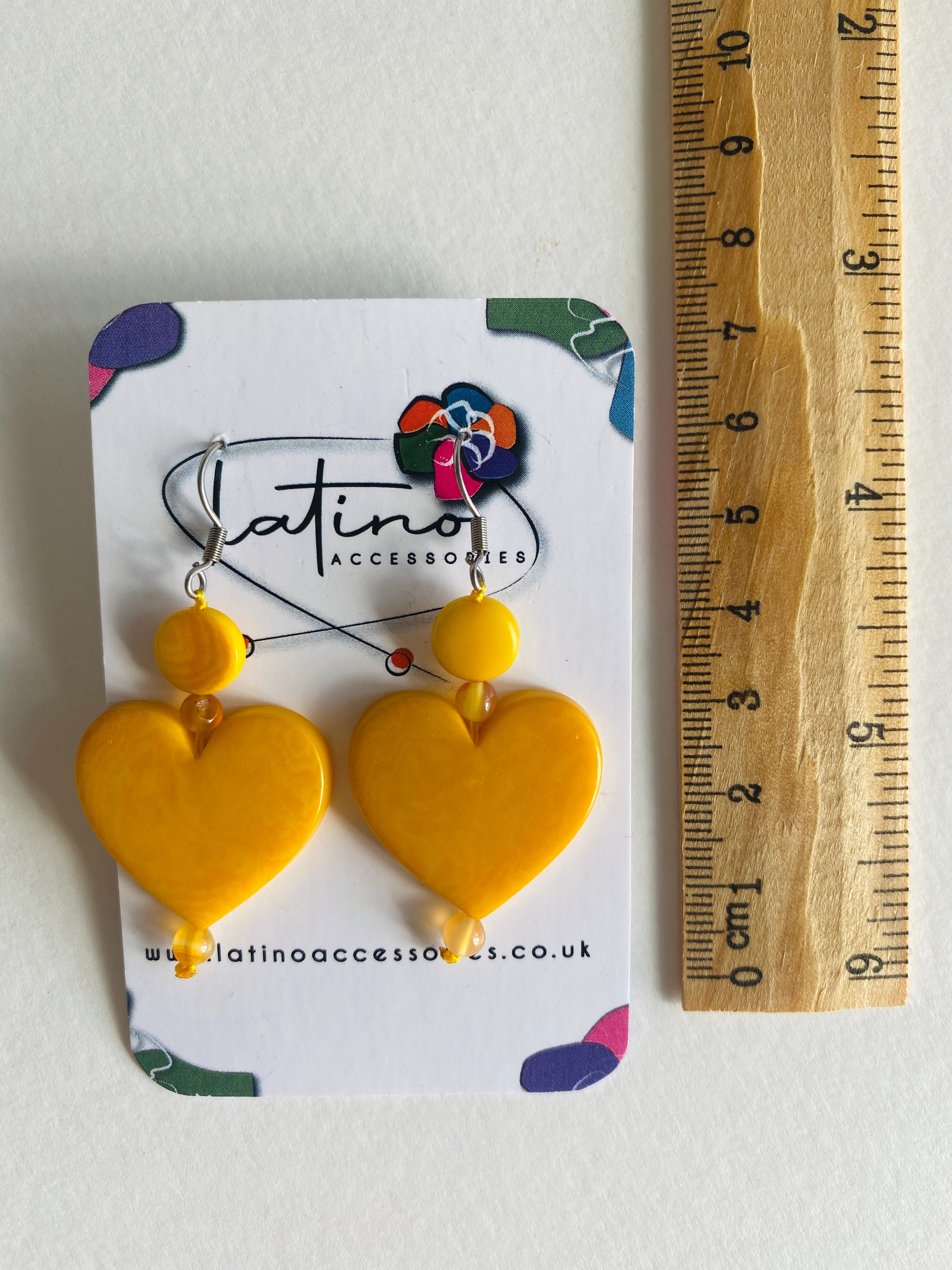 Yellow Tagua Hearts Earrings